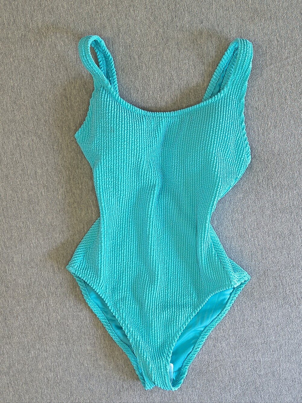 Shade & Shore Pucker Scoop Neck One-Piece Swimsuit Blue XS